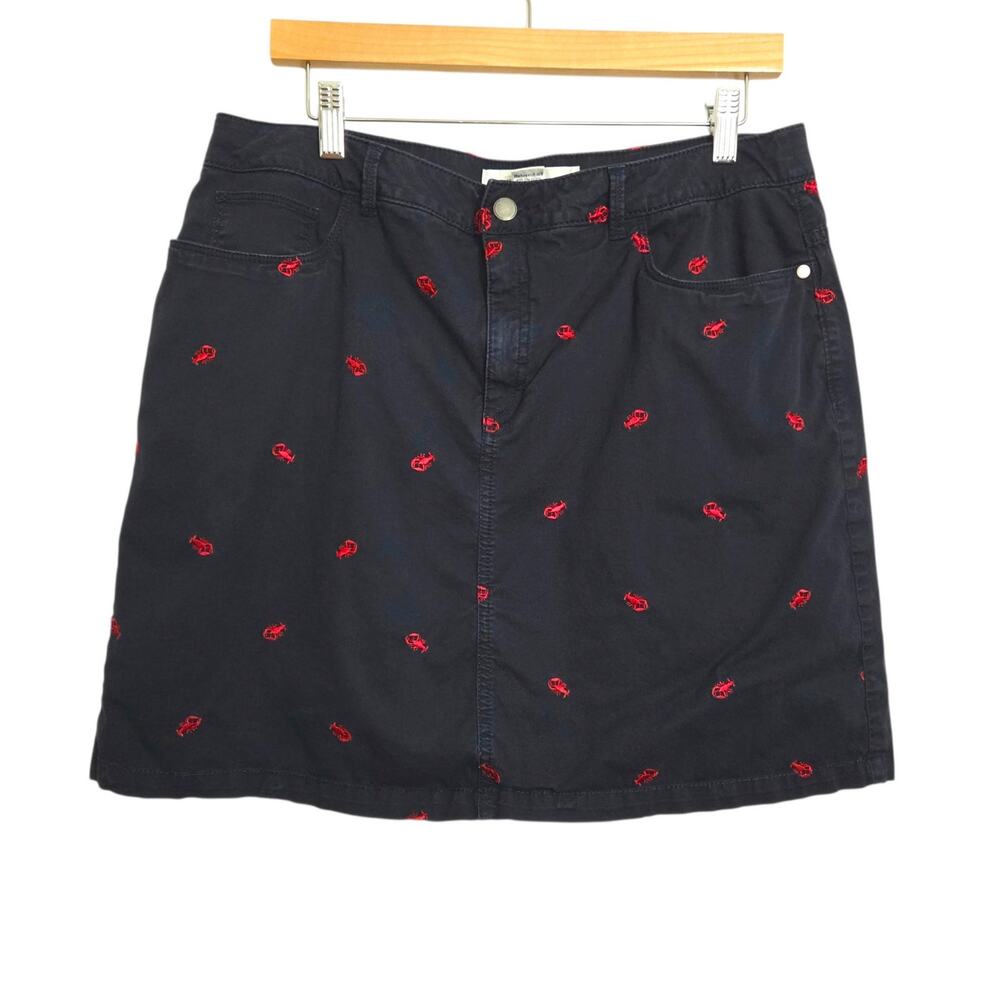 Croft & Barrow Lobster Embroidered Preppy Nautical Navy Blue Stretch Skort Sz 14